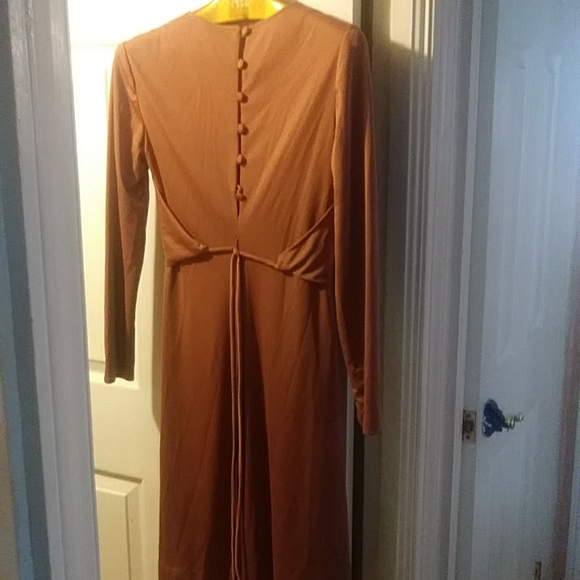Vintage champagne cooper swoop neck dress with button up back - Picture 2 of 3